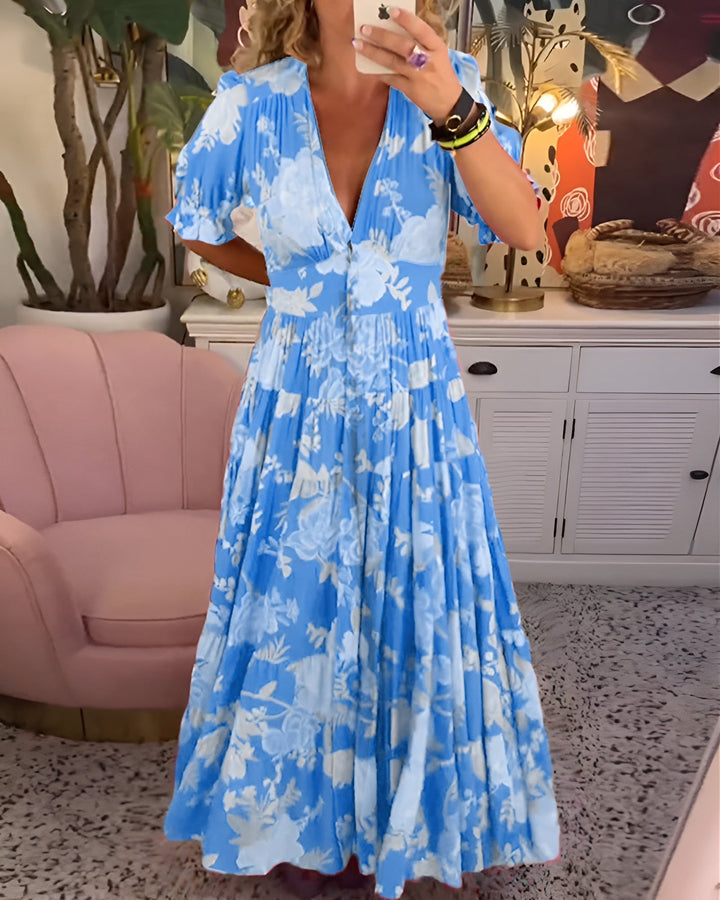 Carine | שמלת כיס עם צווארון V פרחוני