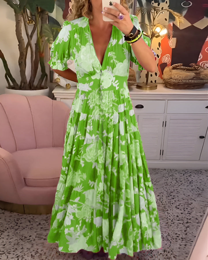 Carine | שמלת כיס עם צווארון V פרחוני