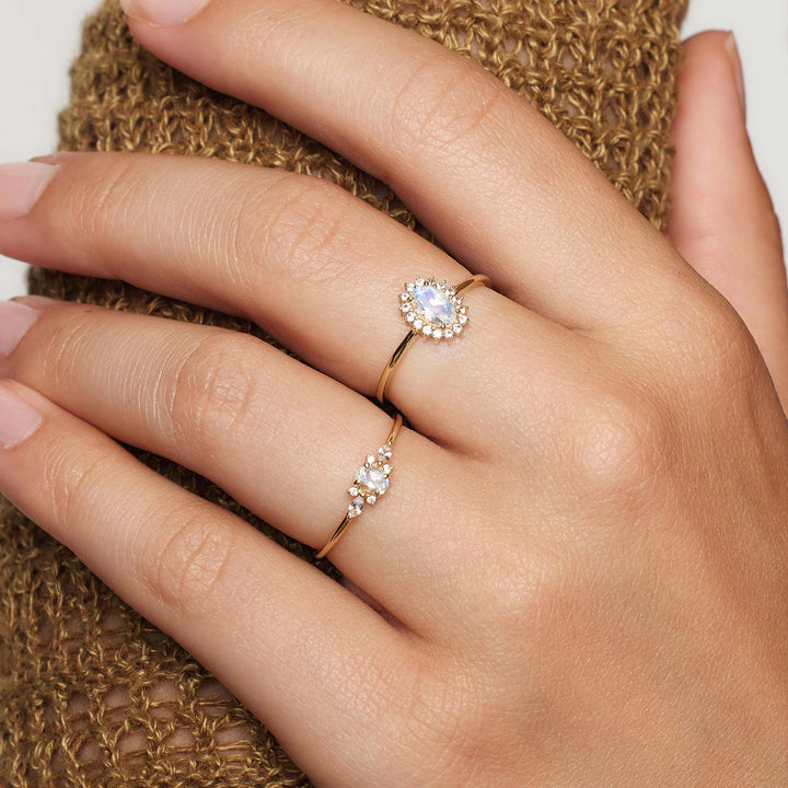 Muse™ | טבעת אבן ירח זהובה